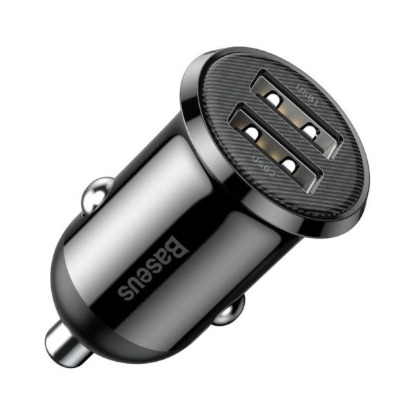 Baseus Grain Pro Car Charger (Dual USB 4.8A ) Black Baseus Grain Pro Car Charger (Dual USB 4.8A ) Black
